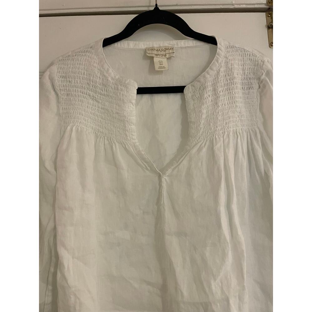 Cynthia Rowley white long sleeve linen shirt size small